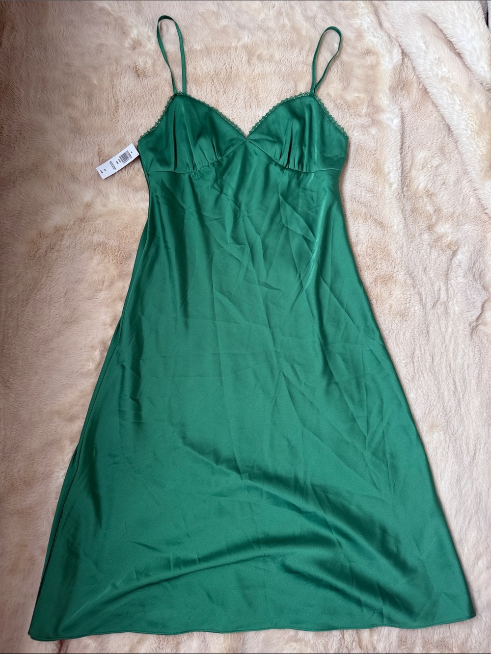 Aritzia Sunday Best Rae Satin Slip Dress - Nature Green